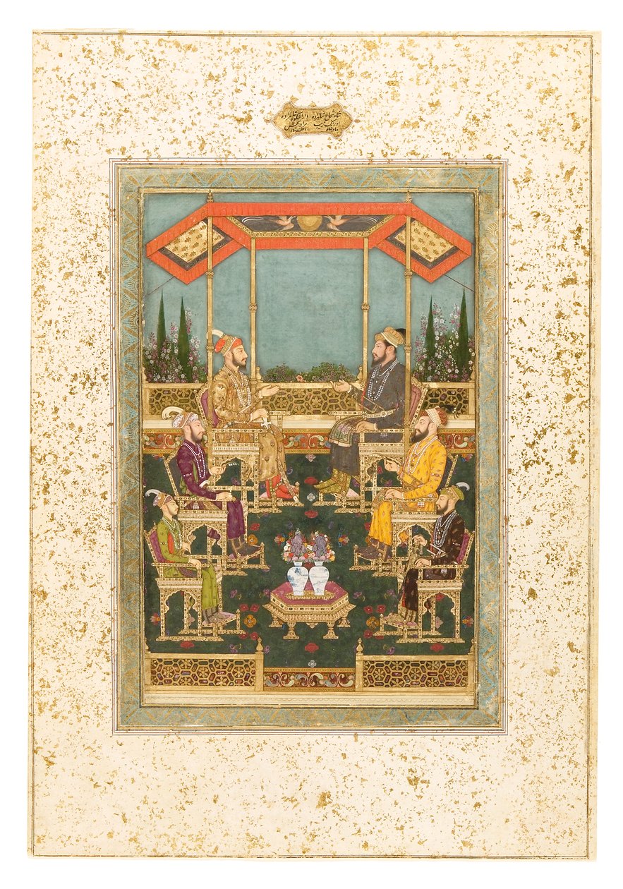 A Gathering of Princes, n. 1710 (läpinäkymätön wc ja kultaa paperilla) tekijältä Bhawani Das