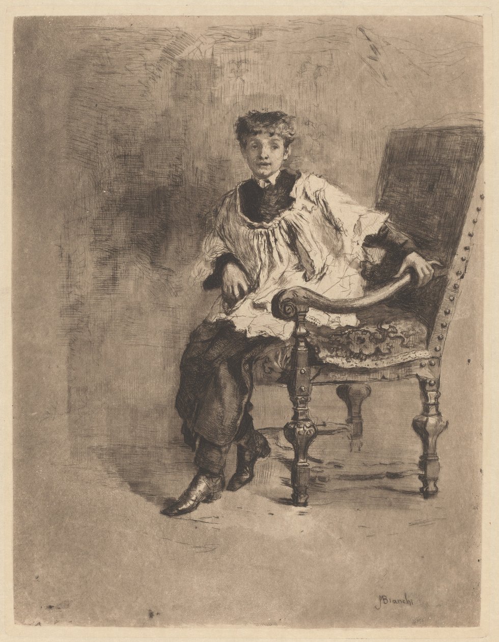 Istuva Acolyte, n. 1872. tekijältä Bianchi Mose