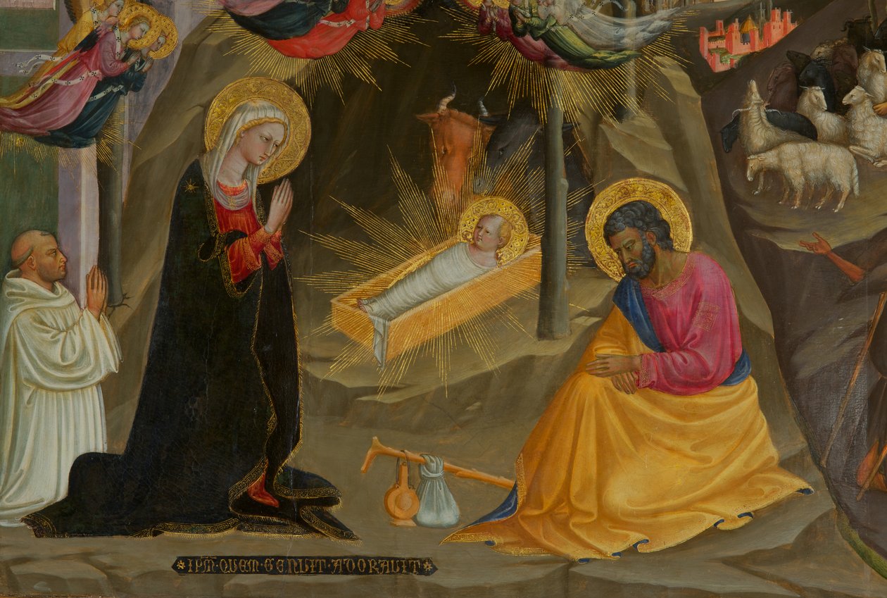 Yksityiskohta syntymästä (tempera puulla) tekijältä Bicci di Lorenzo