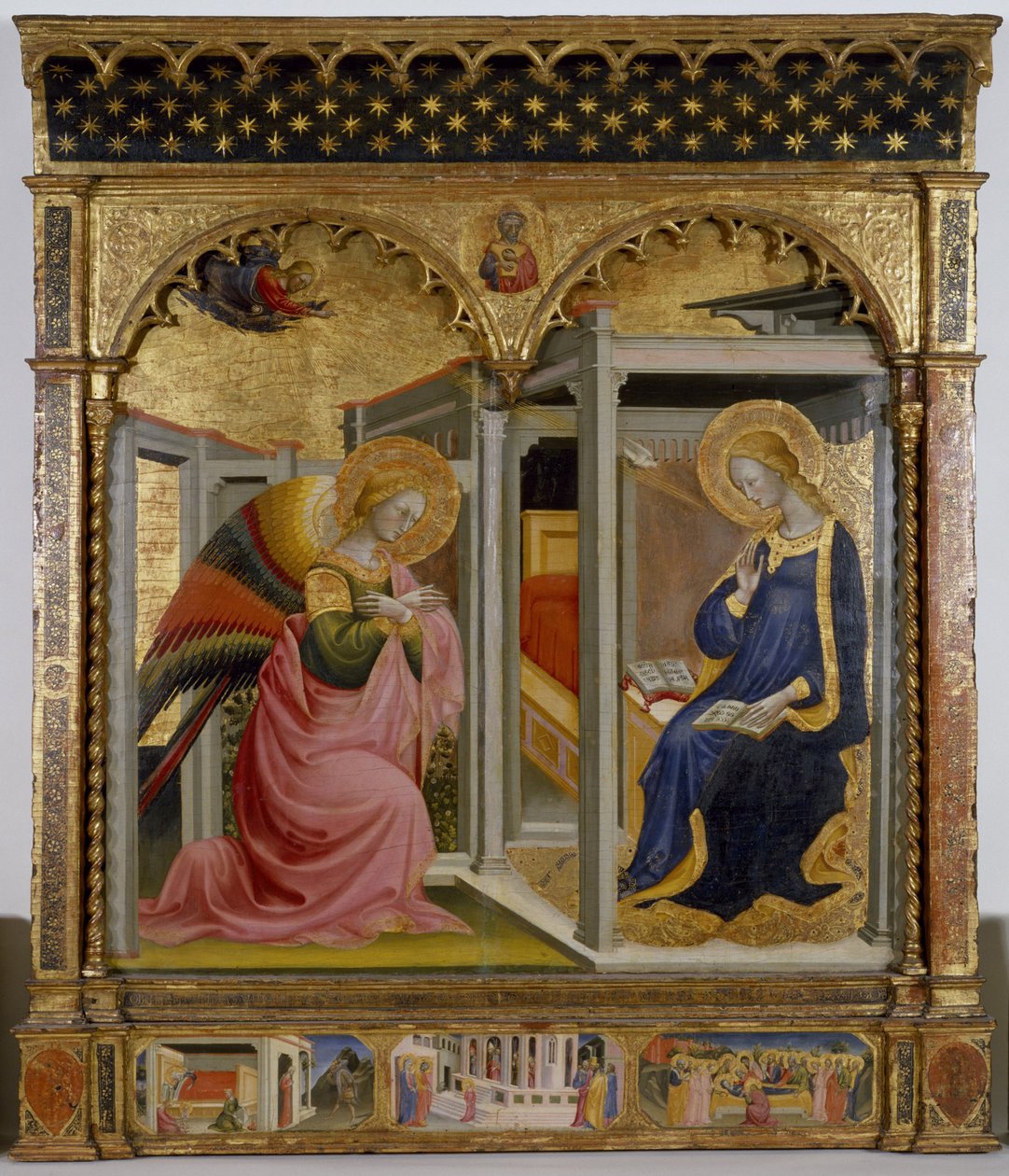 The Annunciation, n. 1430 (tempera ja kultalehti paneelissa) tekijältä Bicci di Lorenzo