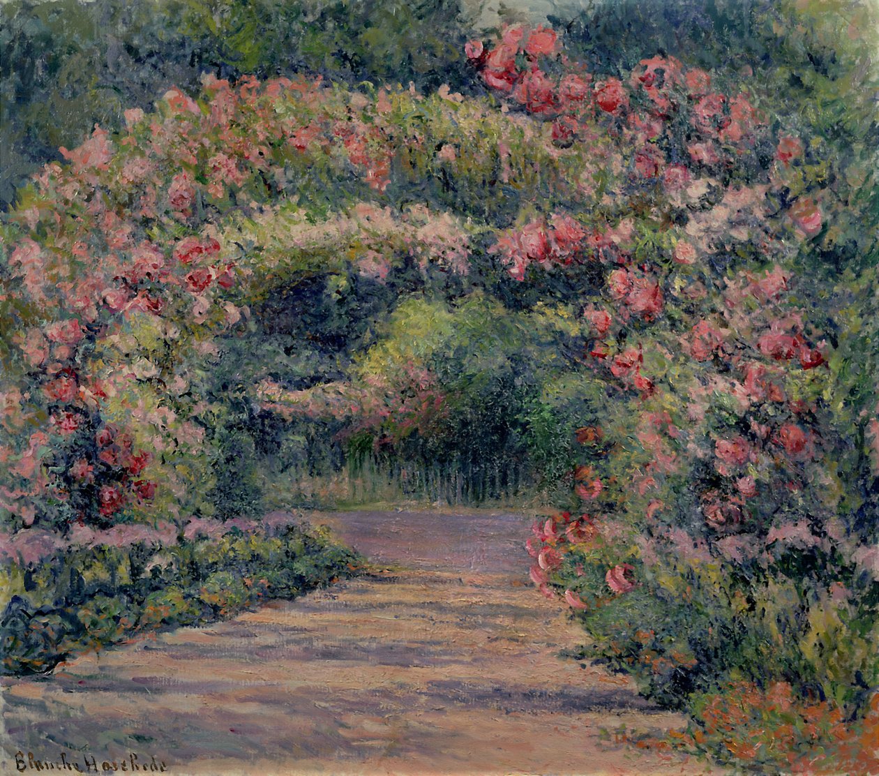 Rose Arbor at Giverny (öljy kankaalle) tekijältä Blanche Hoschede Monet