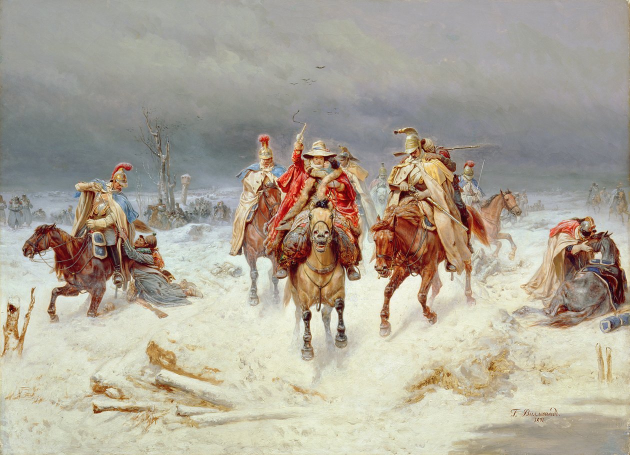Ranskan joukot ylittivät Berezina-joen marraskuussa 1812, 1891 tekijältä Bogdan Willewalde