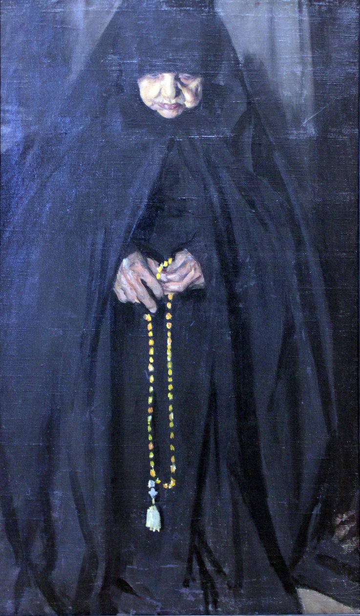 Vanha nunna tekijältä Boris Mikhailovich Kustodiev