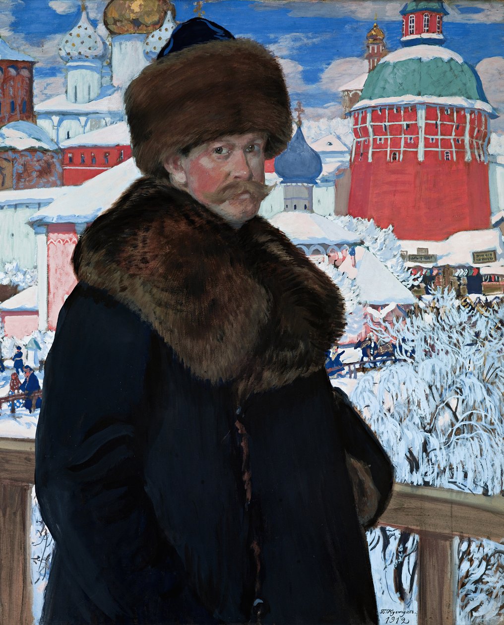 Omakuva, 1912 (tempera kartongille) tekijältä Boris Mikhailovich Kustodiev