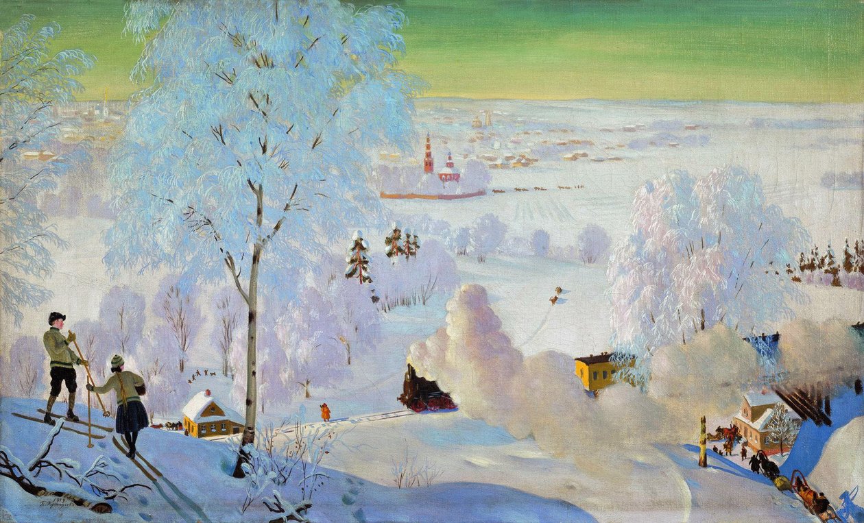 Hiihtäjät, 1919 tekijältä Boris Mikhailovich Kustodiev