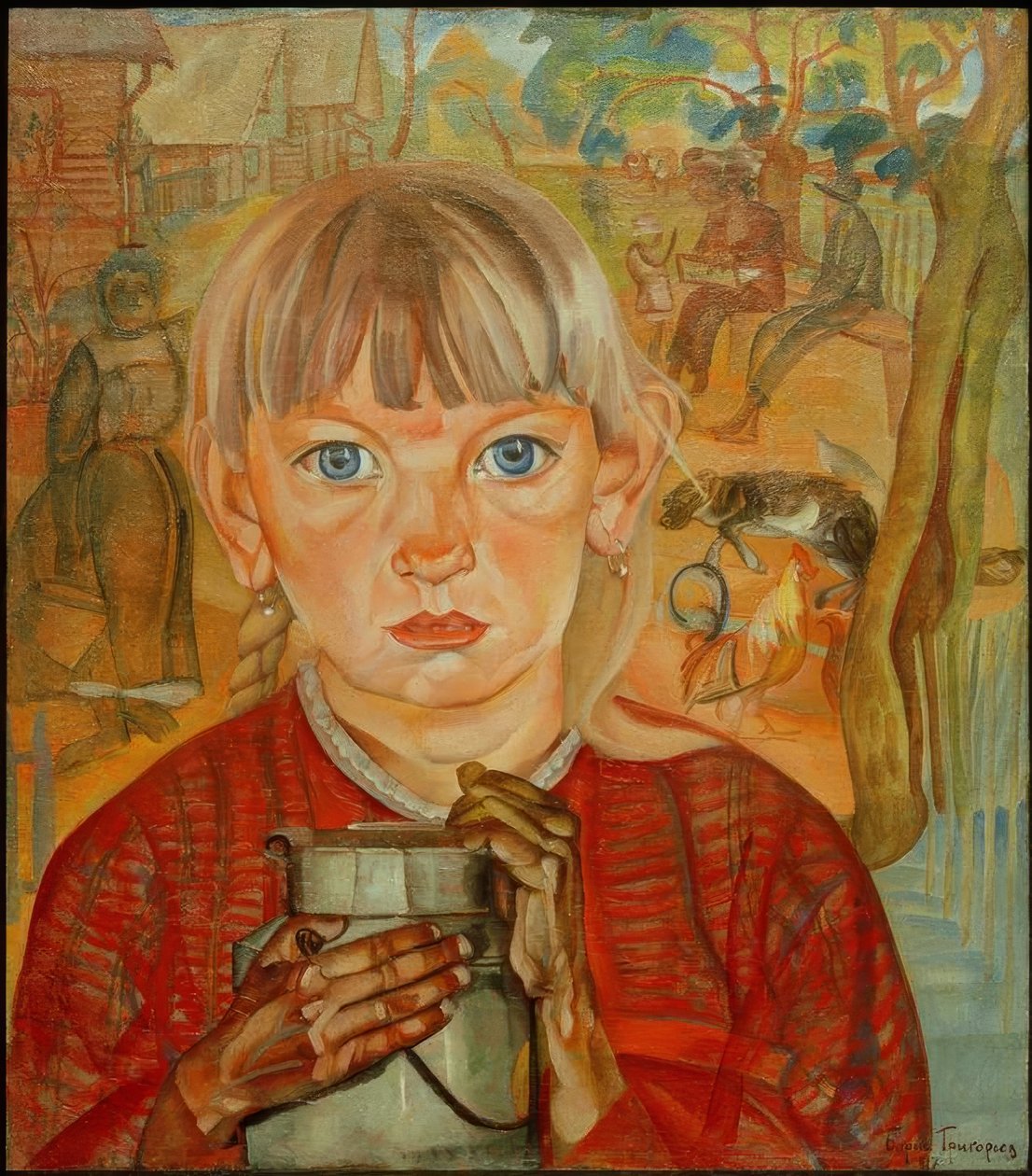 Mädchen mit Milchkanne tekijältä Boris D. Grigorjew