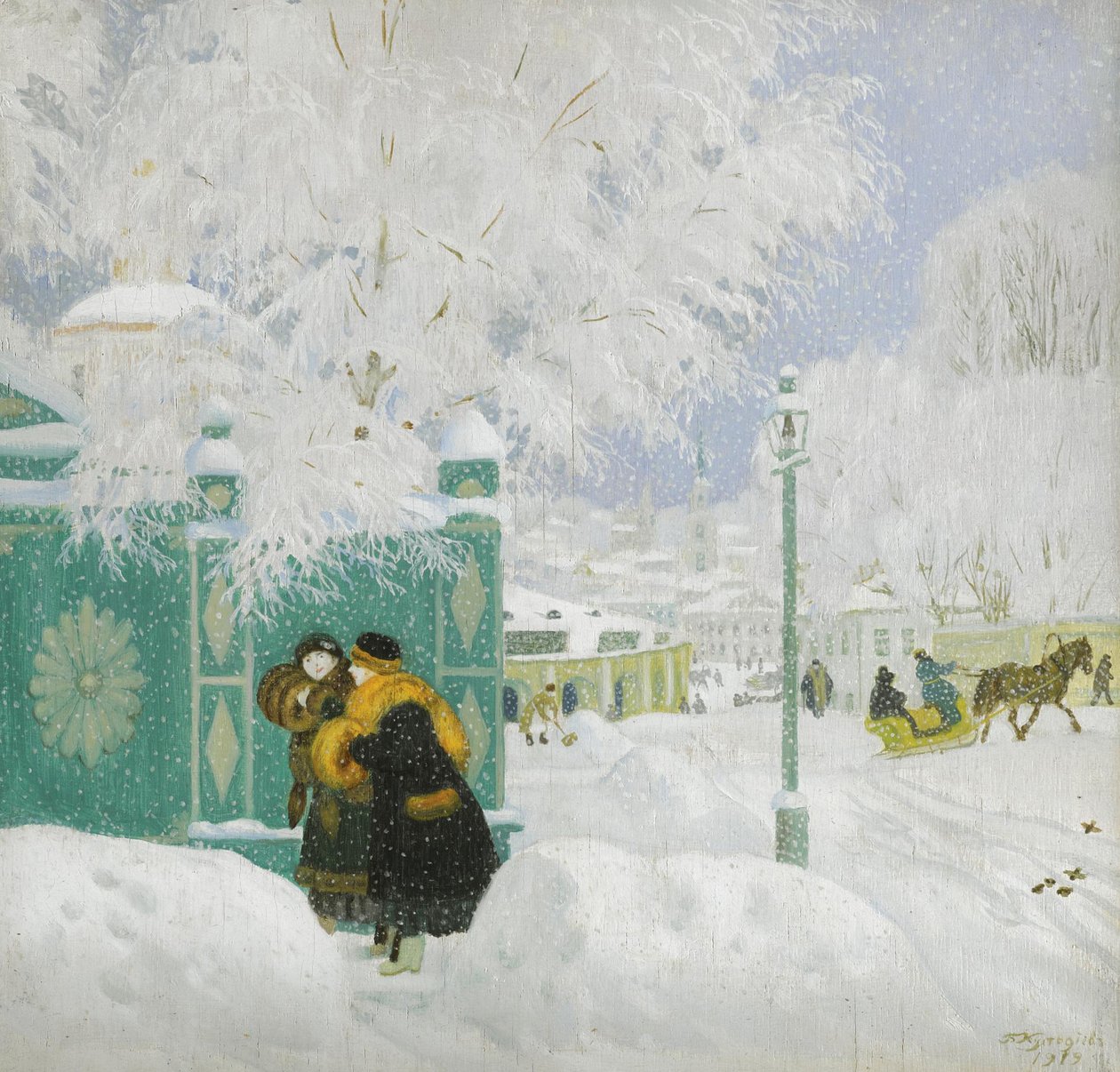 Talvi kohtaus tekijältä Boris Mikhailovich Kustodiev