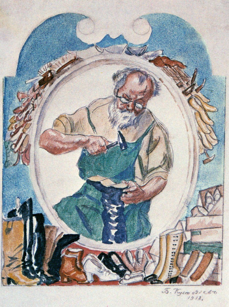 Suutarit, 1918. tekijältä Boris Mikhailovich Kustodiev
