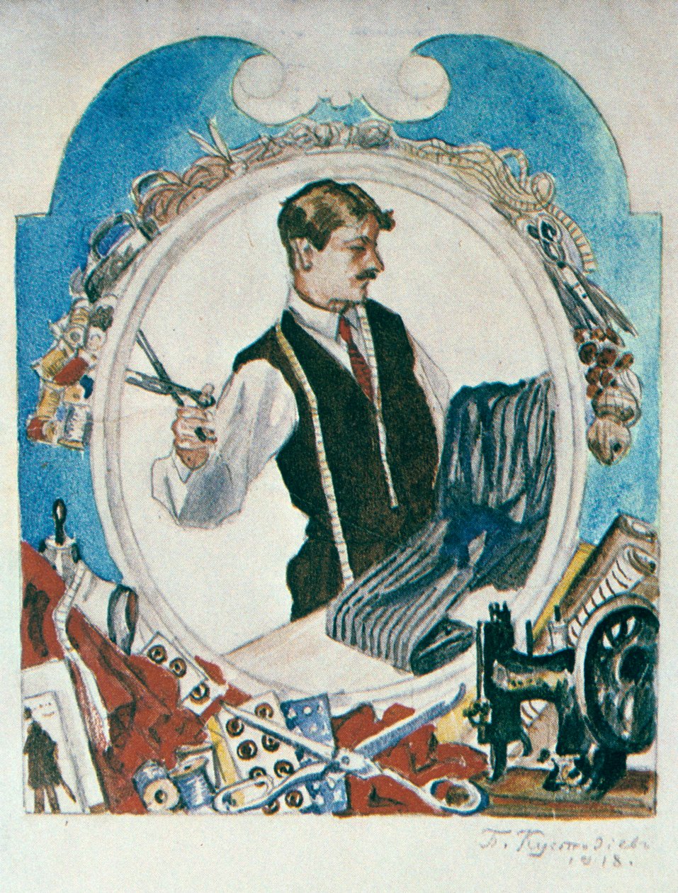Räätäli, 1918. tekijältä Boris Mikhailovich Kustodiev