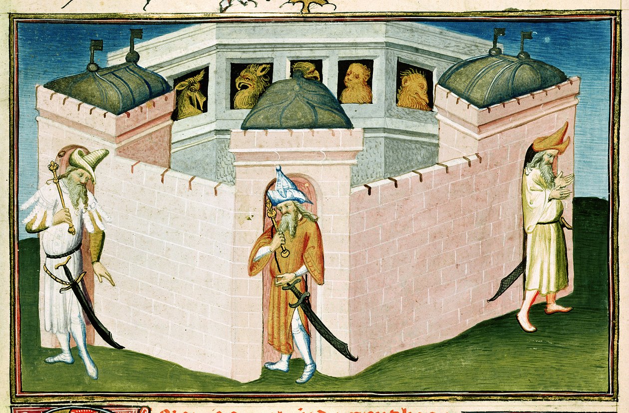 Ms Fr 2810 f.37, Suuren kaanin palatsi, teoksesta "Livre des Merveilles du Monde", noin 1410-12 (tempera pergamentilla). tekijältä Boucicaut Master