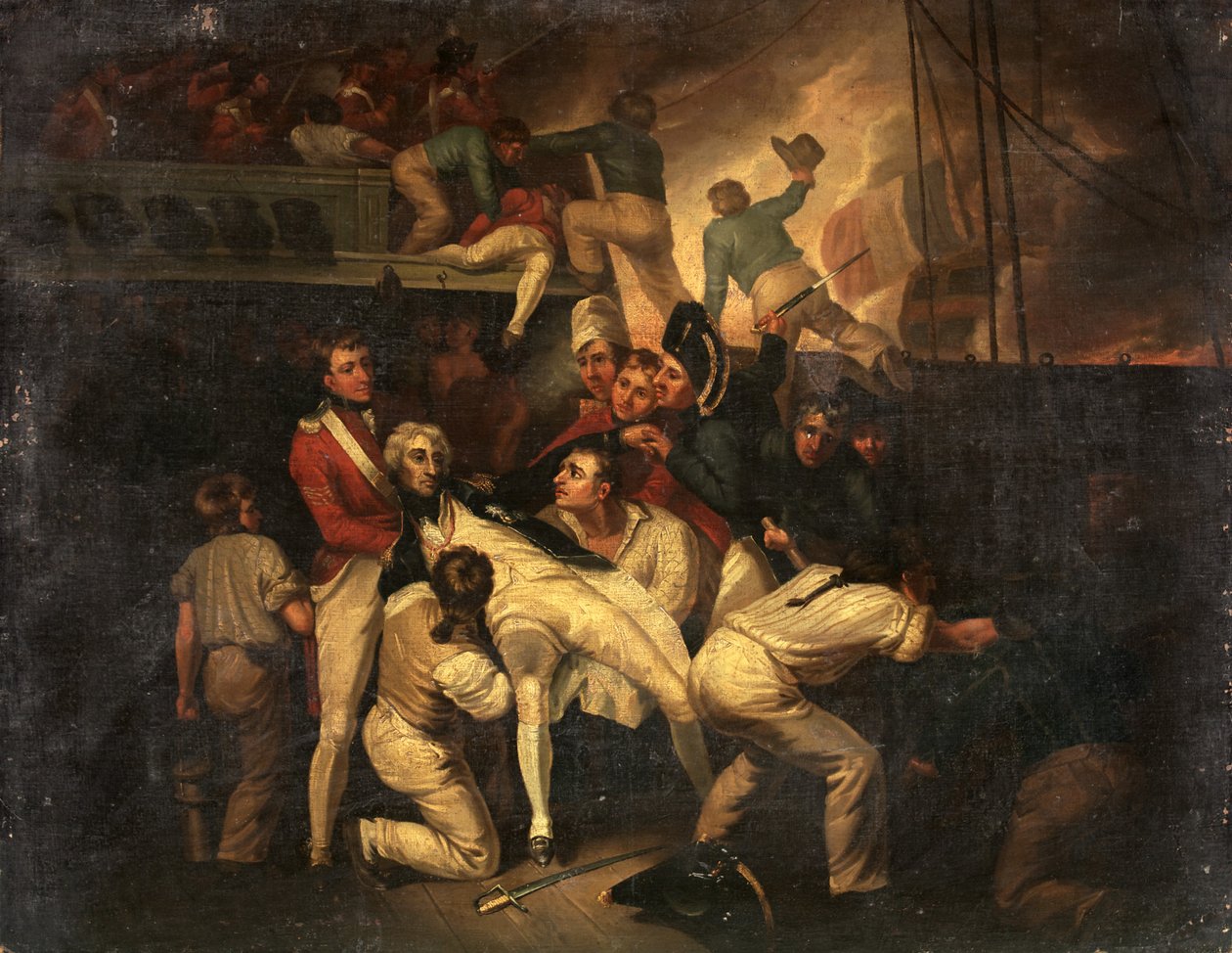 Nelsonin kuolema, n. 1820 (öljy kankaalle) tekijältä British School