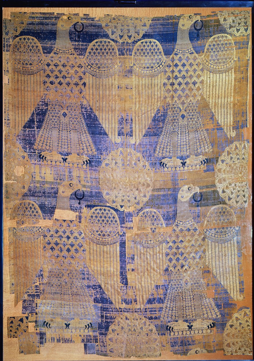 Fragmentti "St. Germainin käärinliinasta", Konstantinopolista (Istanbul) 8.-9. vuosisadalta (silkki) tekijältä Byzantine