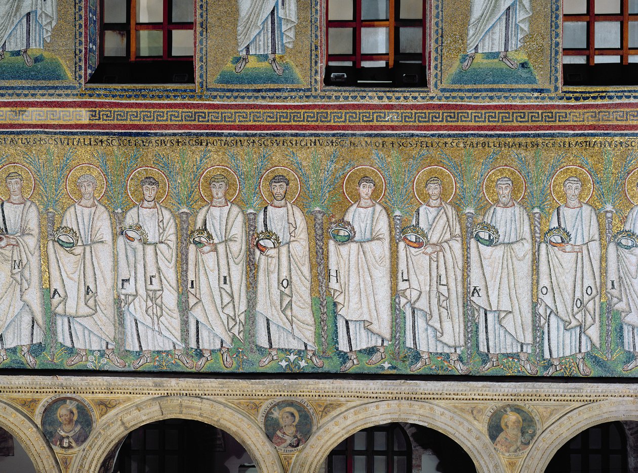 Pyhien ja marttyyrien ryhmä (mosaiikki) tekijältä Byzantine School