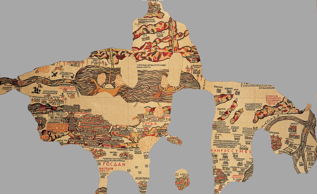 Kartta, Madaba, Jordania (mosaiikki) tekijältä Byzantine School