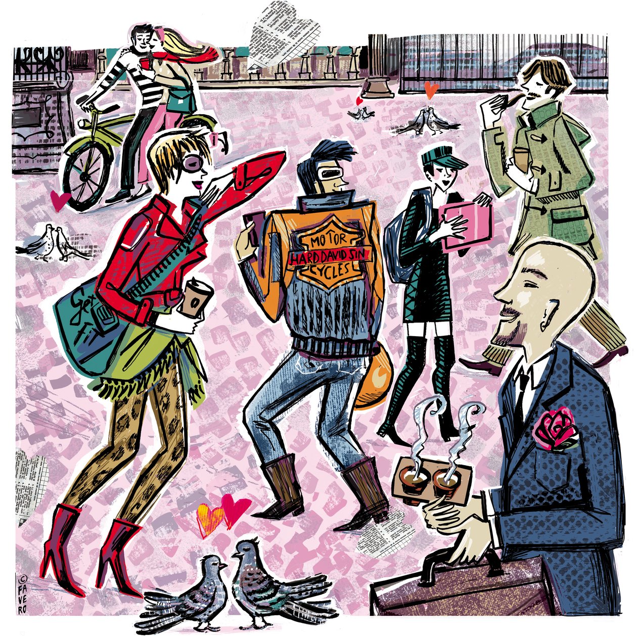 LOVE IN THE STREET (muste, kollaasi, digitaalinen) tekijältä COSTANZA FAVERO