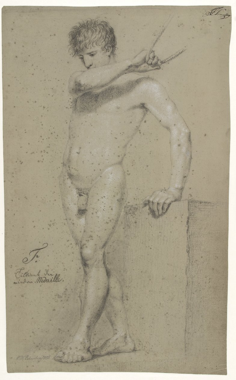 Model masculí de peu, perfil a finès esquerre tekijältä Christoffer Wilhelm Eckersberg