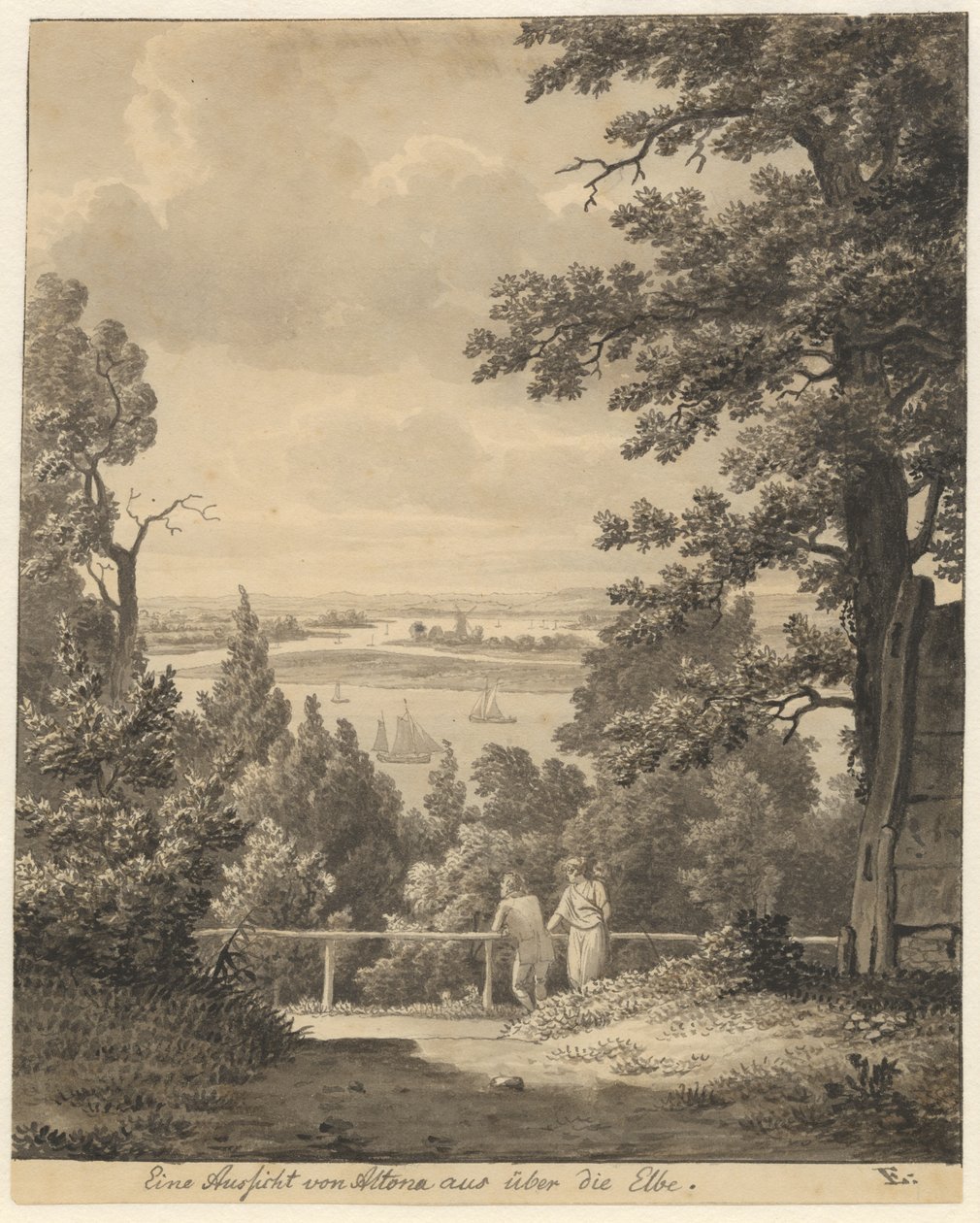 Vista de Altona com vista para o Elbefinnish tekijältä Christoffer Wilhelm Eckersberg