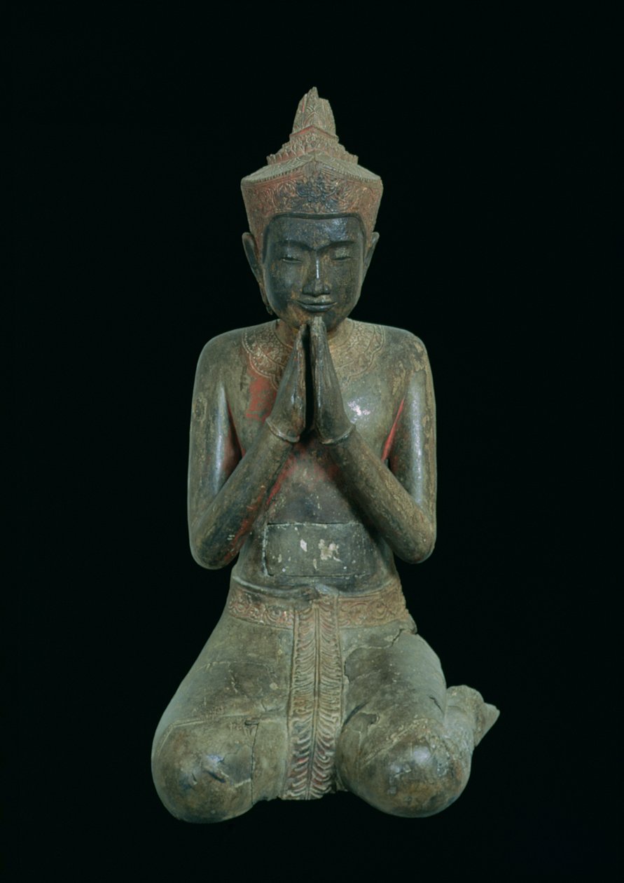 Rukoileva polvistuva hahmo, Angkor, 1400-1500-luku (pronssi) tekijältä Cambodian School