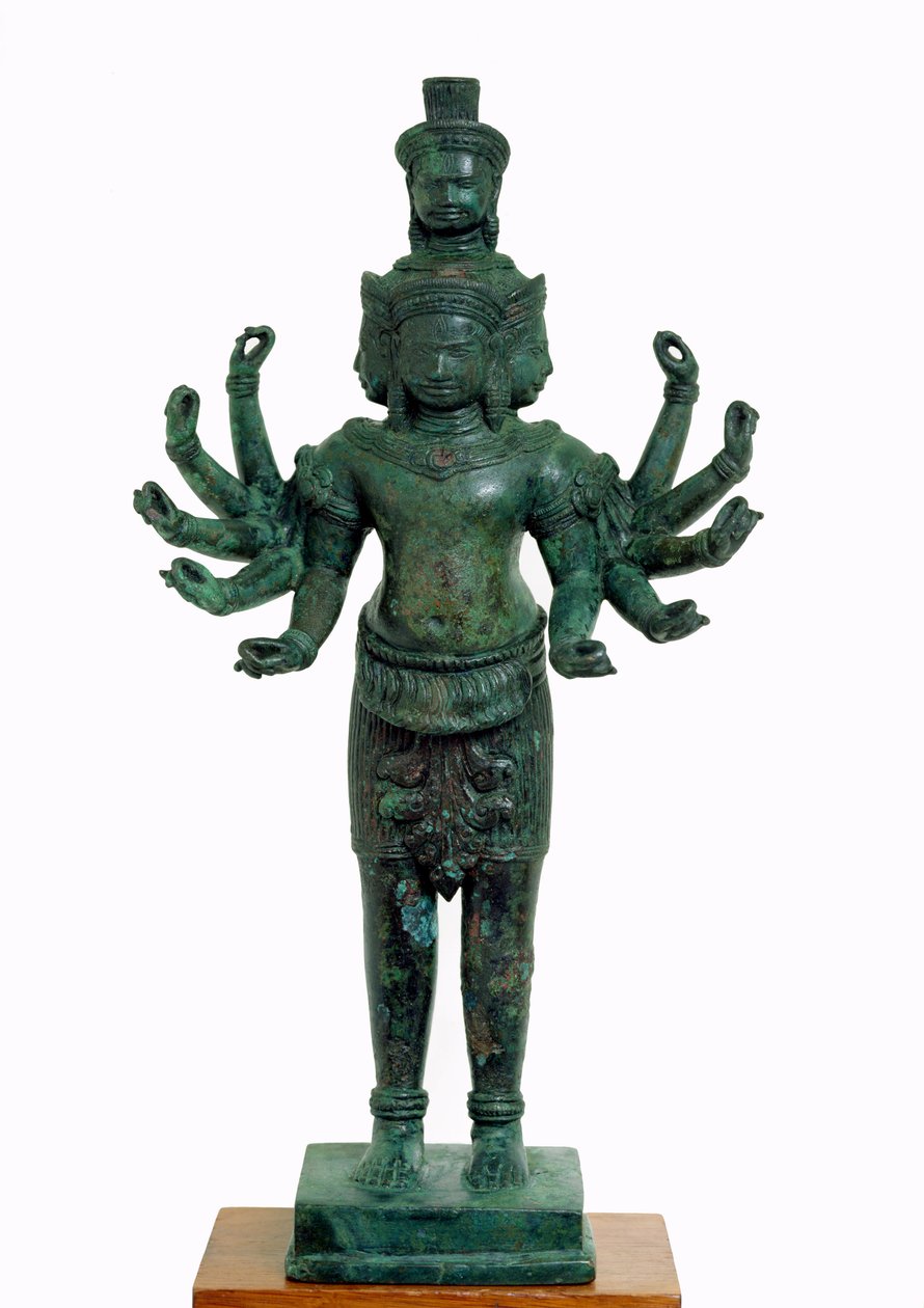 Shiva, jolla on monia käsiä ja päitä, Angkor (pronssi) tekijältä Cambodian School