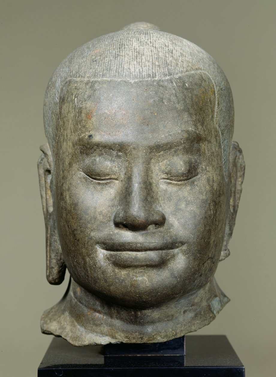 Kuningas Jayavarman VII:n (1181–1220) pää (pronssi) tekijältä Cambodian School