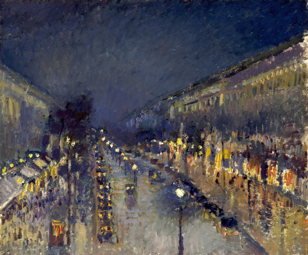 Boulevard Montmartre yöllä tekijältä Camille Jacob Pissarro