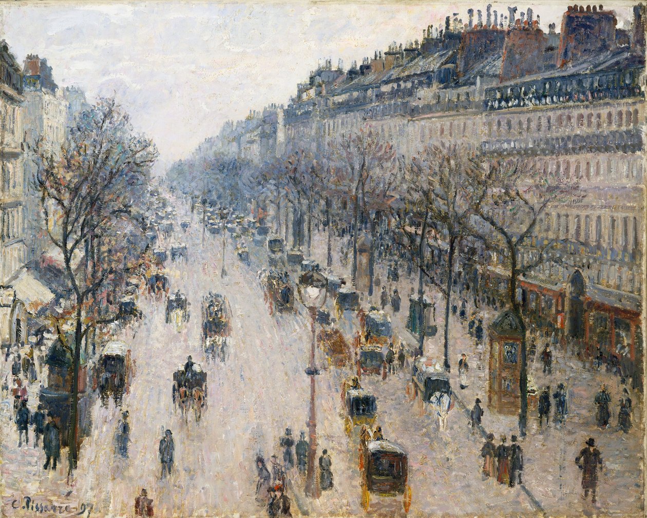 Boulevard Montmartre talviaamuna tekijältä Camille Jacob Pissarro