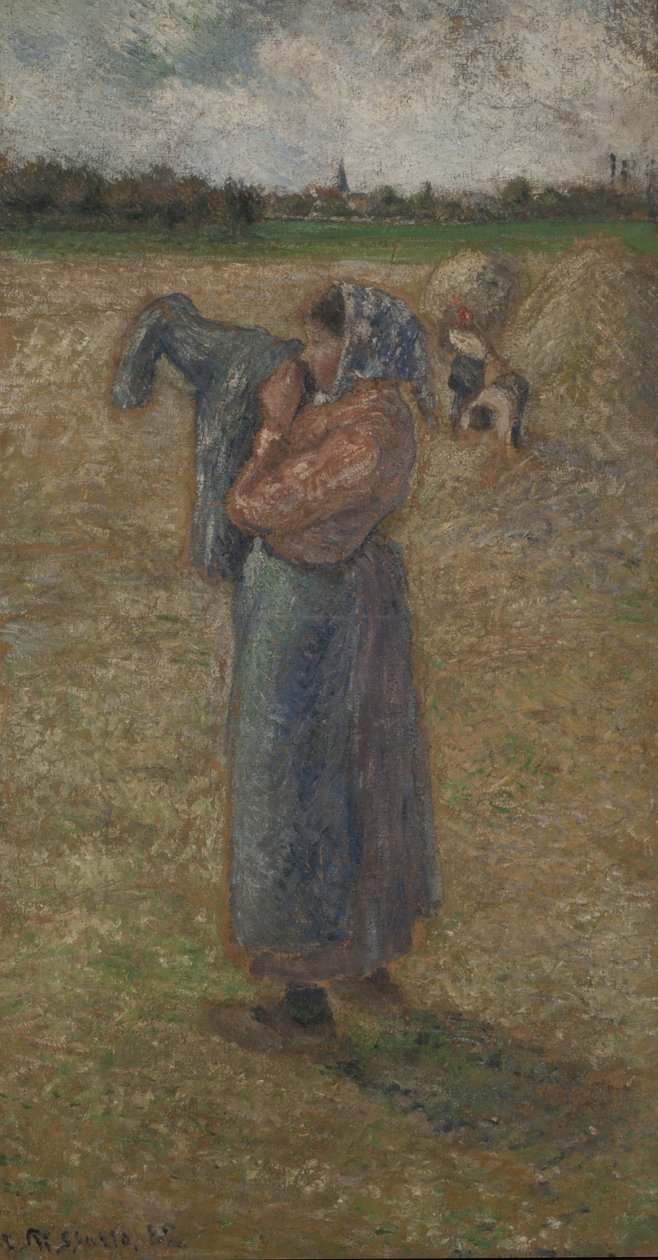 Talonpoika nainen pellolla tekijältä Camille Jacob Pissarro
