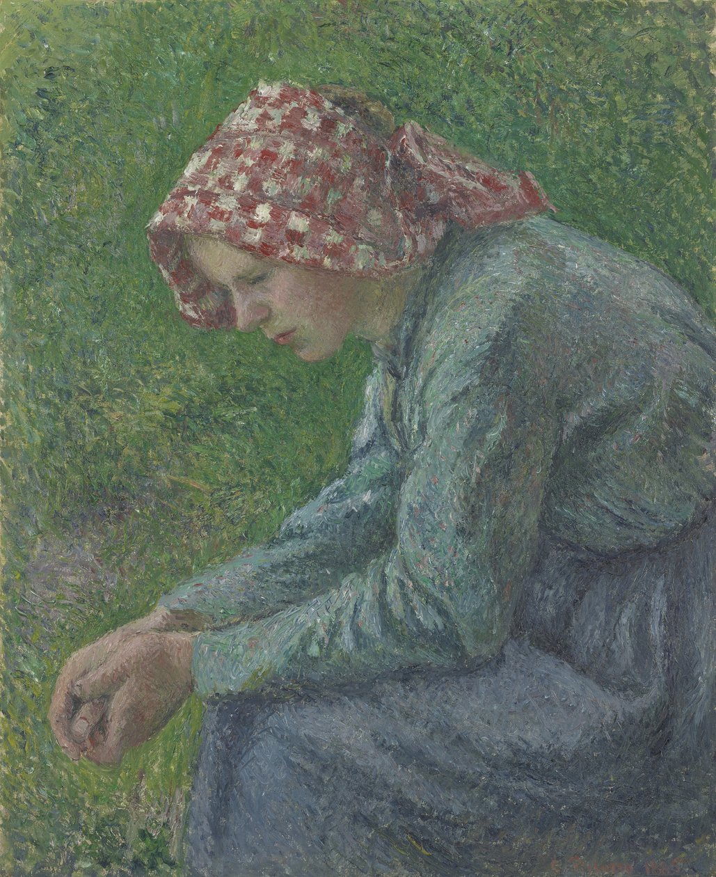 Istuva talonpoikaisnainen, 1885 tekijältä Camille Jacob Pissarro