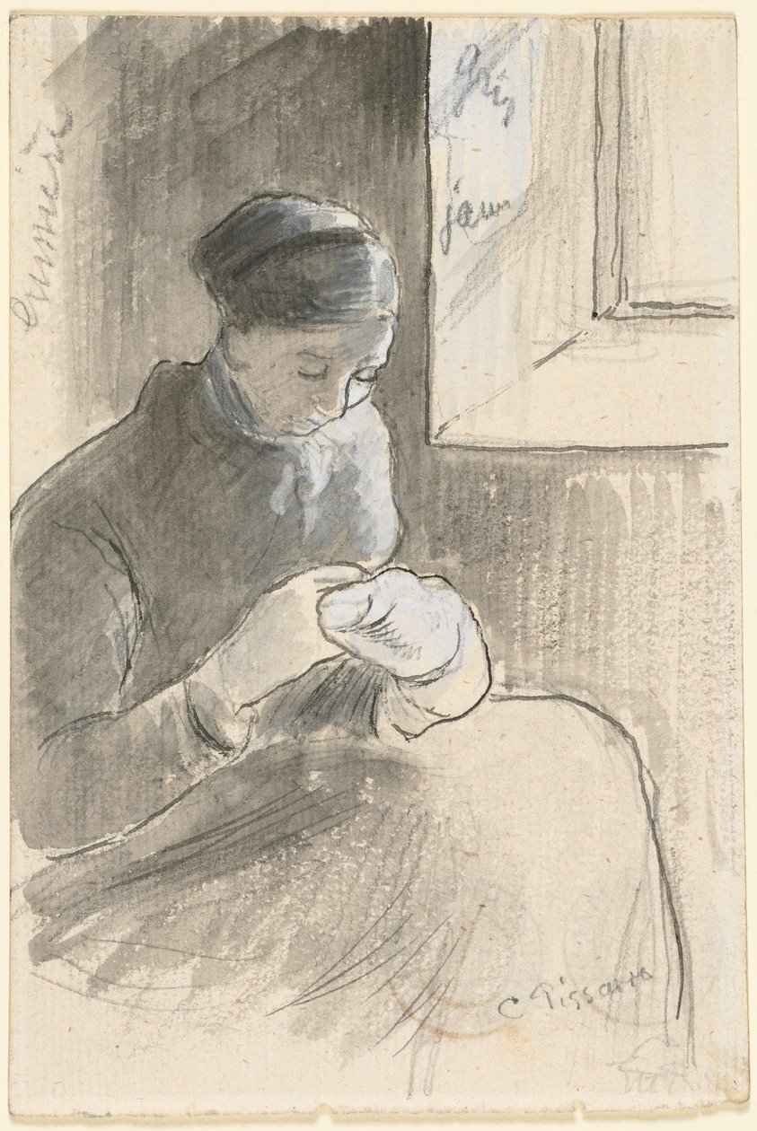 The Mender, c. 1881. tekijältä Camille Jacob Pissarro