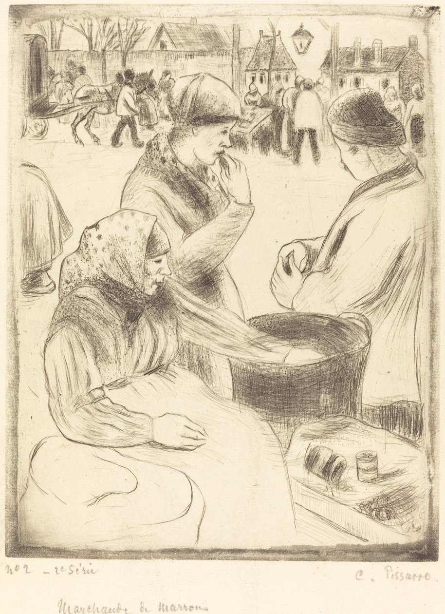 Chestnut Vendors Chestnut Vendors, 1878. tekijältä Camille Pissarro