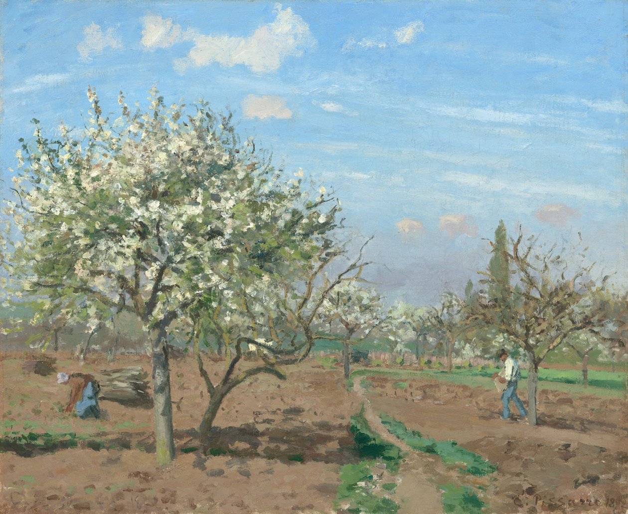 Orchard in Bloom, Louveciennes, 1872. tekijältä Camille Pissarro