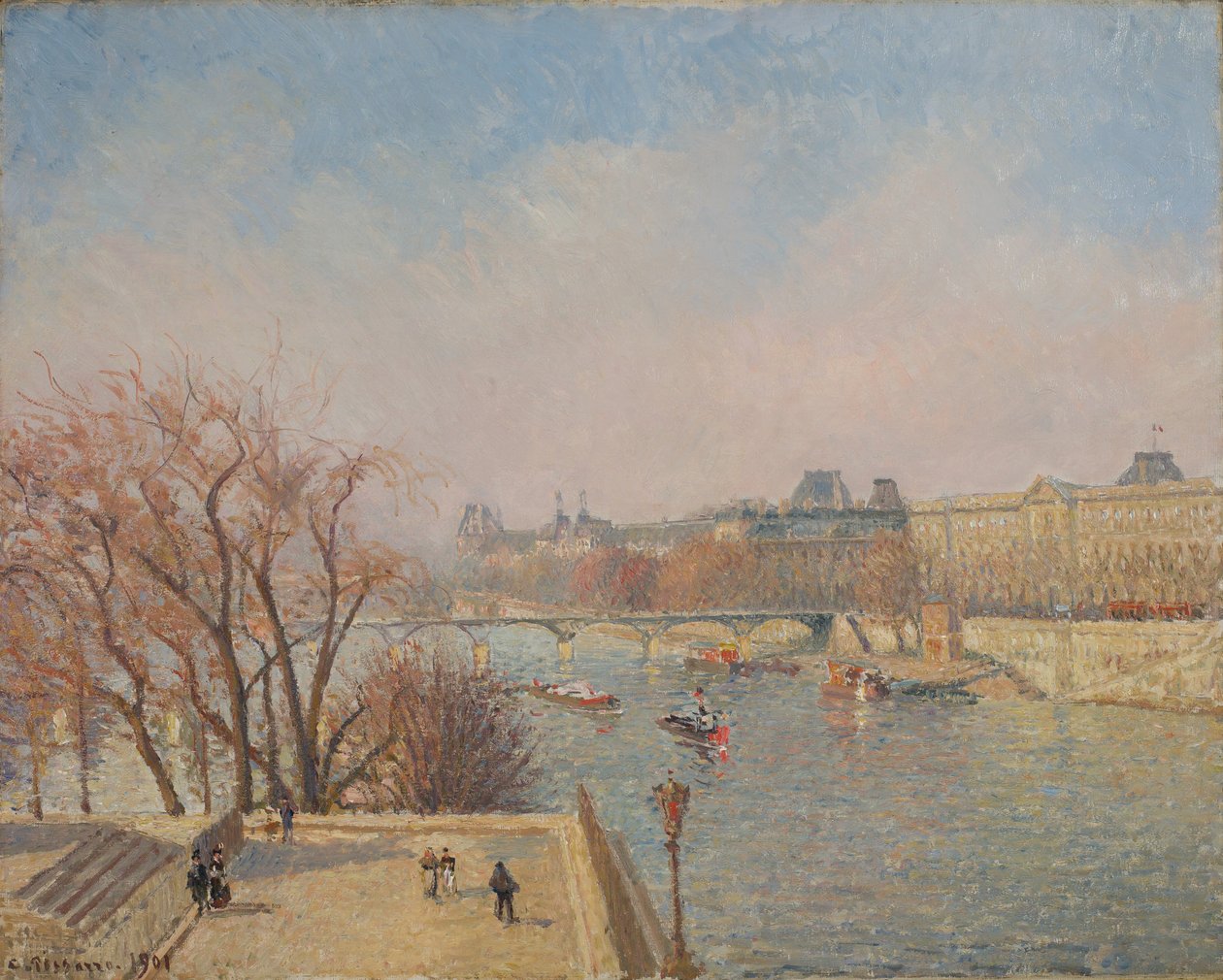 Louvre, aamu, auringonvalo tekijältä Camille Pissarro