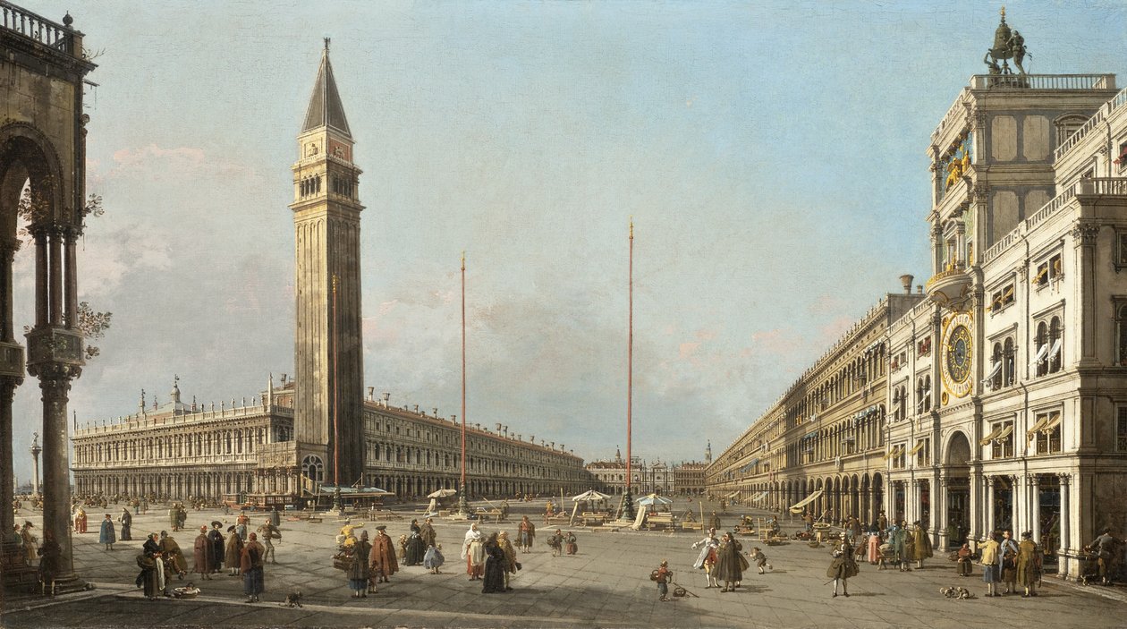 Piazza San Marco katsoen etelään ja länteen, 1763 tekijältä Giovanni Antonio Canal