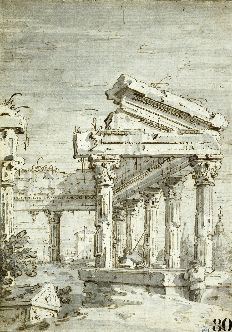 Capriccio: Raunioitunut klassinen temppeli tekijältä Canaletto