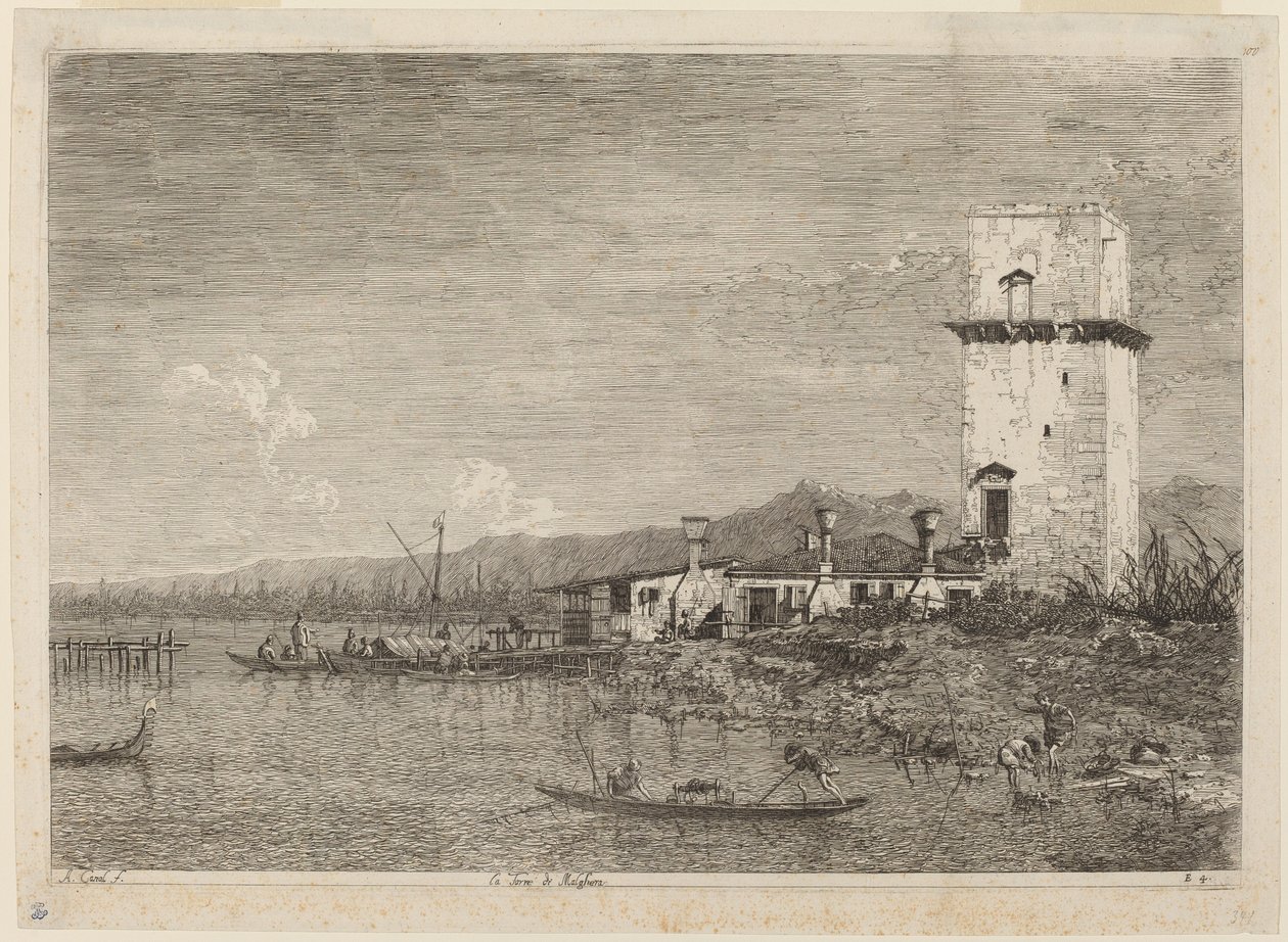 Malgheran torni, n. 17351746. tekijältä Canaletto