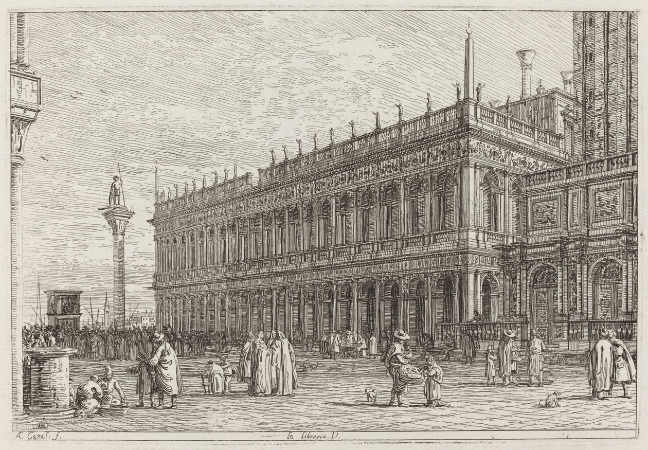 Kirjakauppa. V. [vasen yläkulma] tekijältä Canaletto