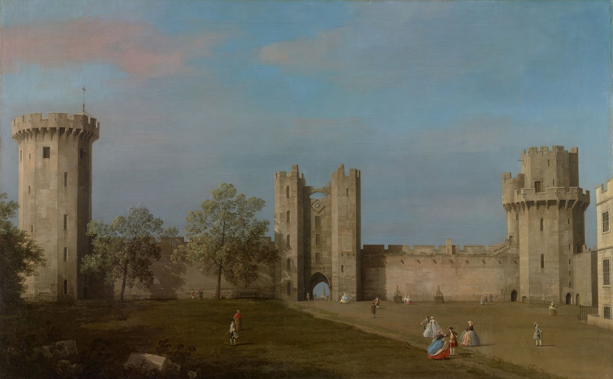 Warwickin linna, itärintama sisäpihasta, 1752. tekijältä Canaletto