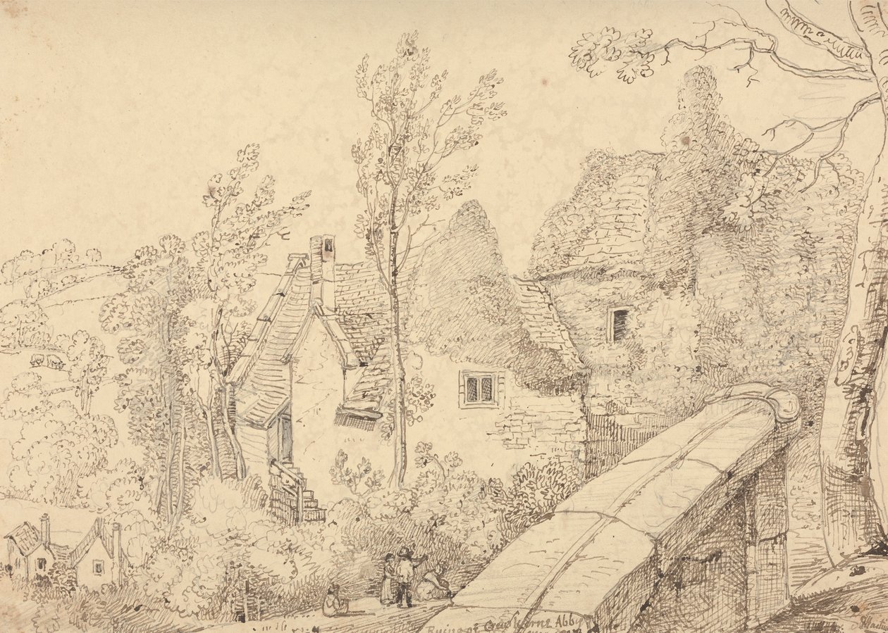 Crewkerne Abbeyn rauniot, toukokuu 1833 tekijältä Capt. Thomas Hastings