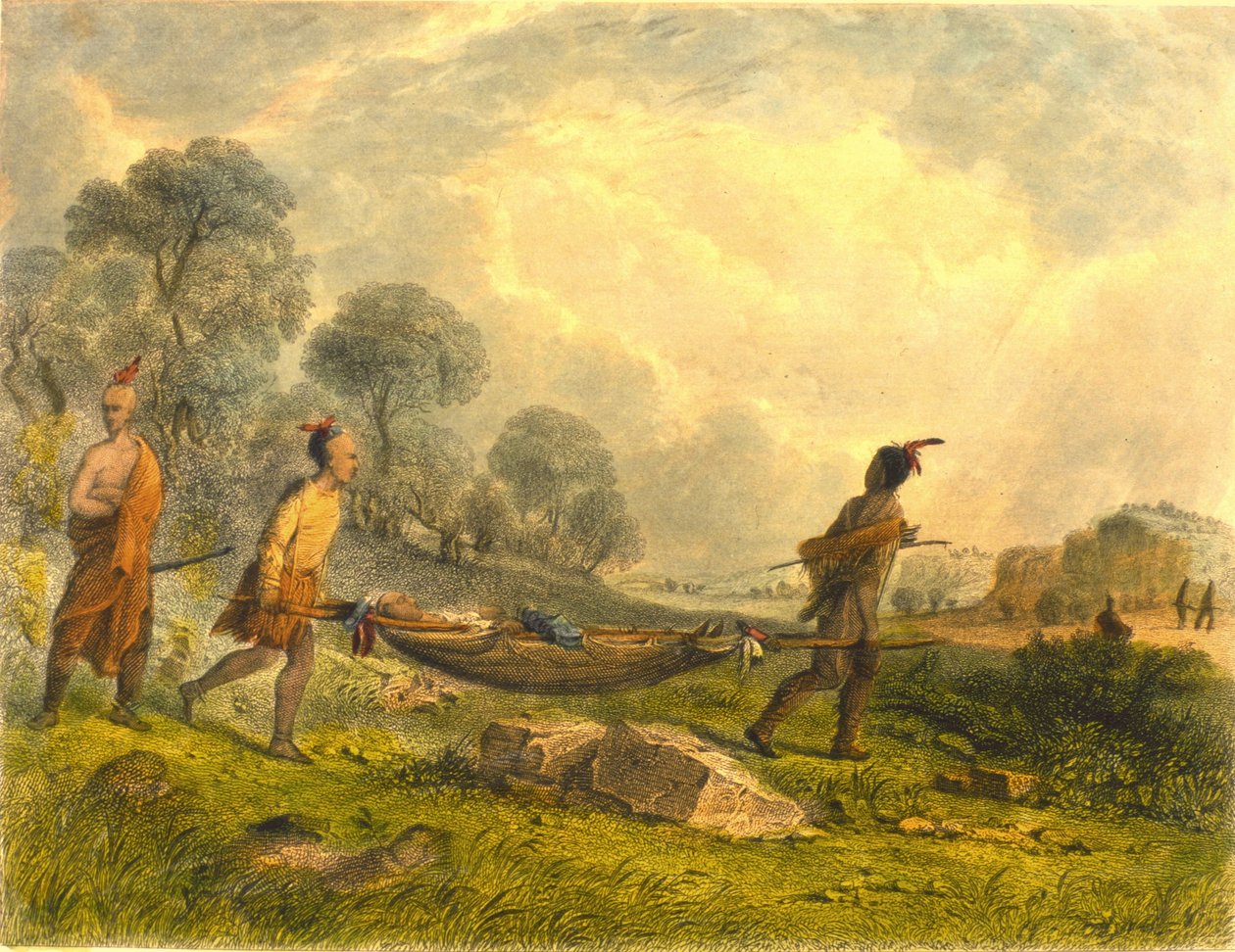 Haavoittuneiden kuljettaminen, 1853 tekijältä Captain Seth Eastman