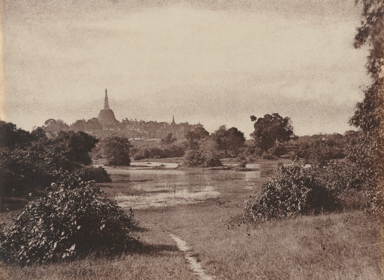 Rangoon. Näkymä järven lähellä, 1855. tekijältä Captain Linnaeus Tripe