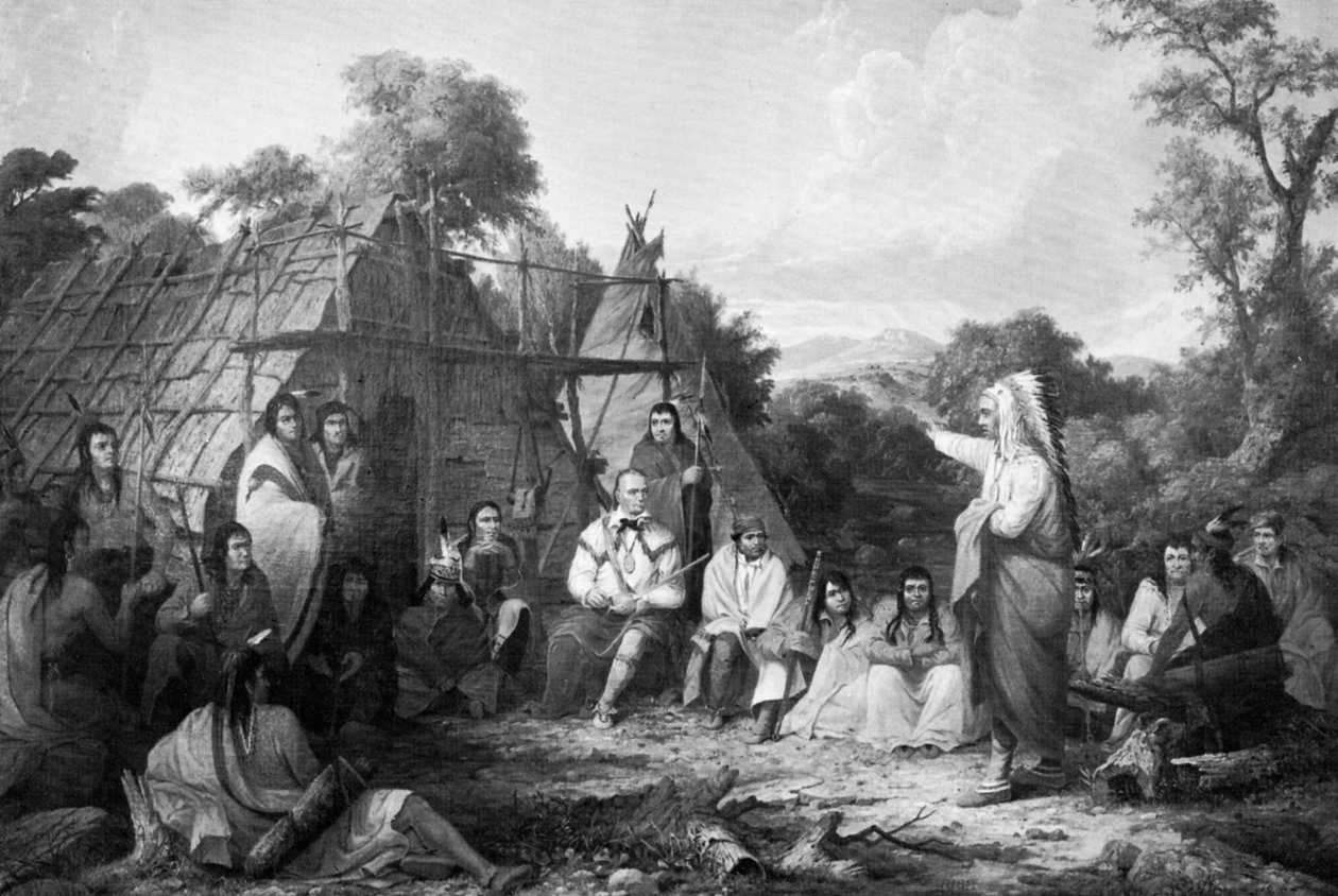 Intian neuvosto, c1847. tekijältä Captain Seth Eastman