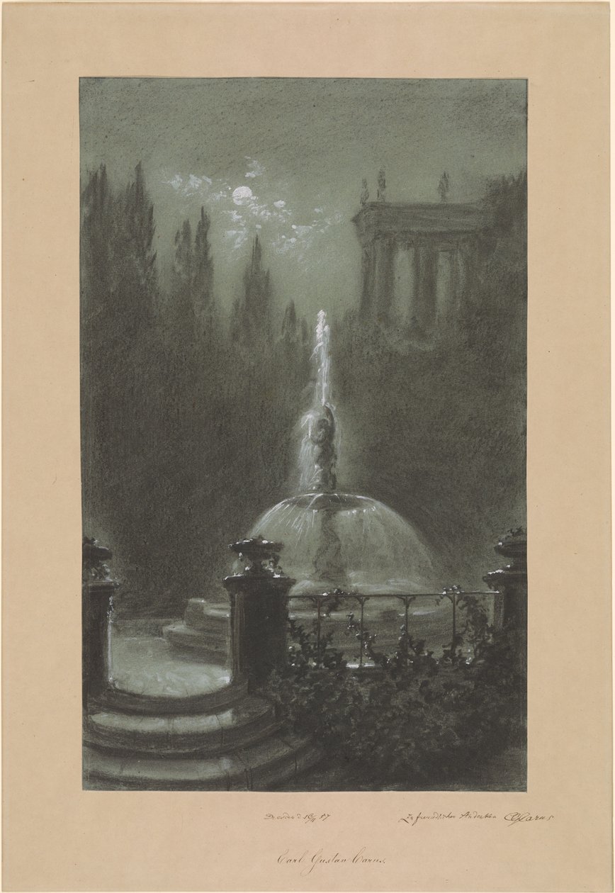 Suihkulähde kuunvalossa tekijältä Carl Gustav Carus