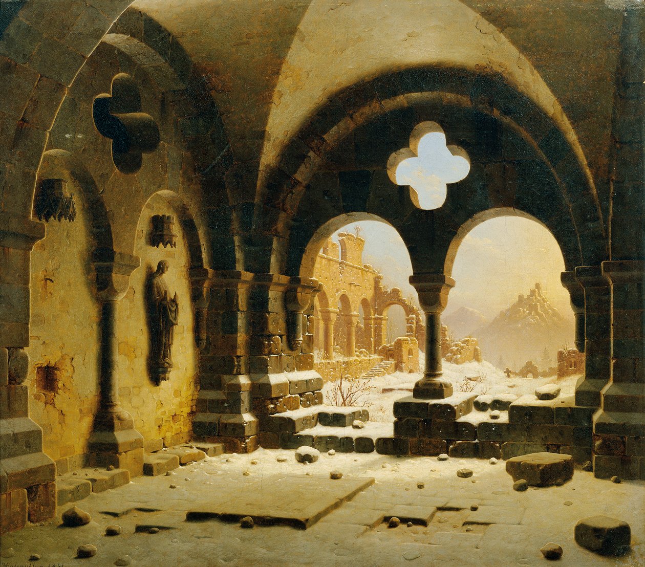 Klosterruine im Winter tekijältä Carl Georg Adolph Hasenpflug