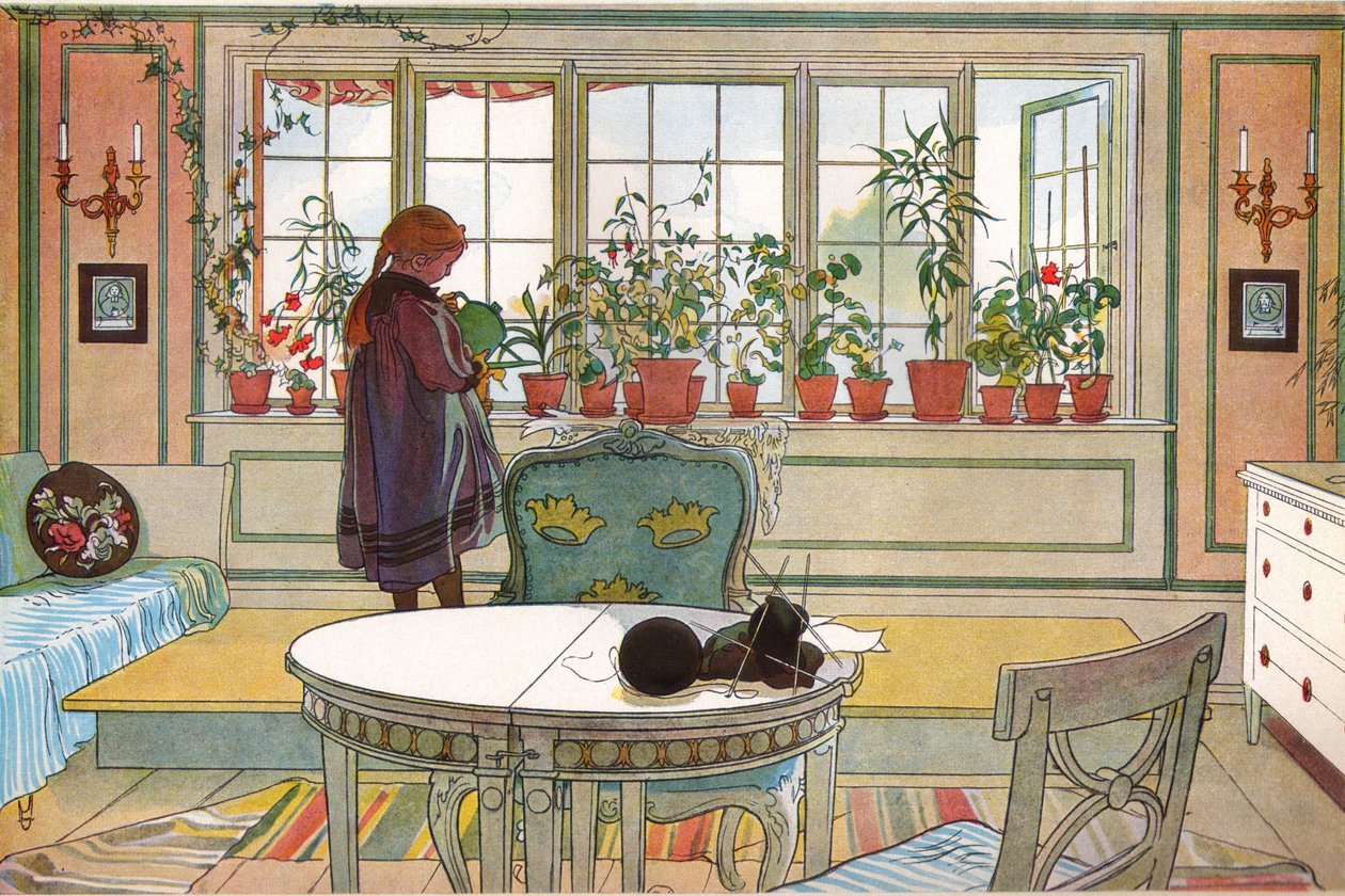 Kukkia ikkunalaudalla tekijältä Carl Larsson