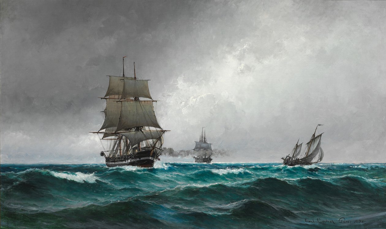 Stille aften ja Nordsøen fregatten Jylland tekijältä Carl Ludvig Locher