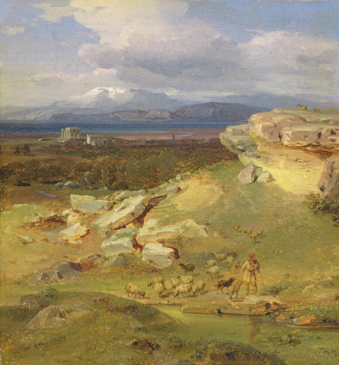 Maisema lähellä Korintia, n. 1835 (öljy paperille kankaalle) tekijältä Carl Rottmann