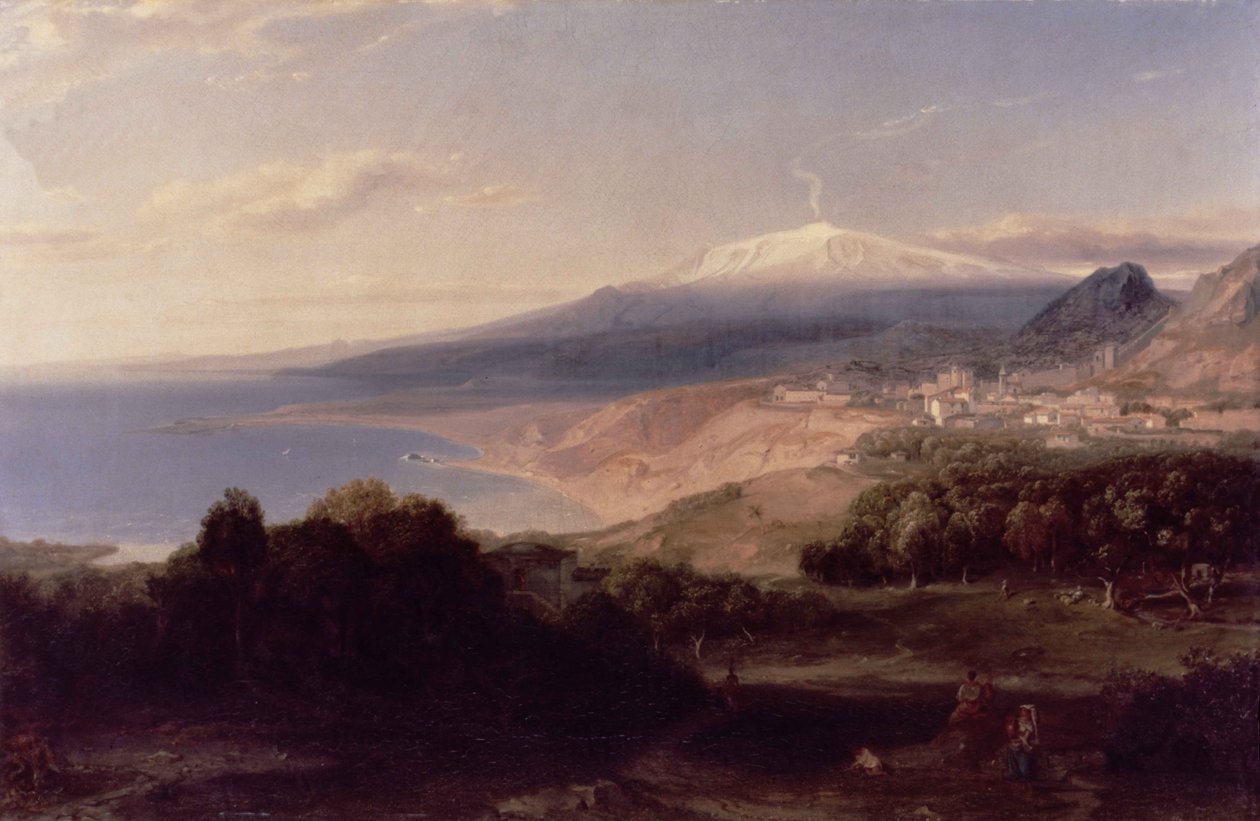 Taormina ja Etna, noin 1840 tekijältä Carl Rottmann