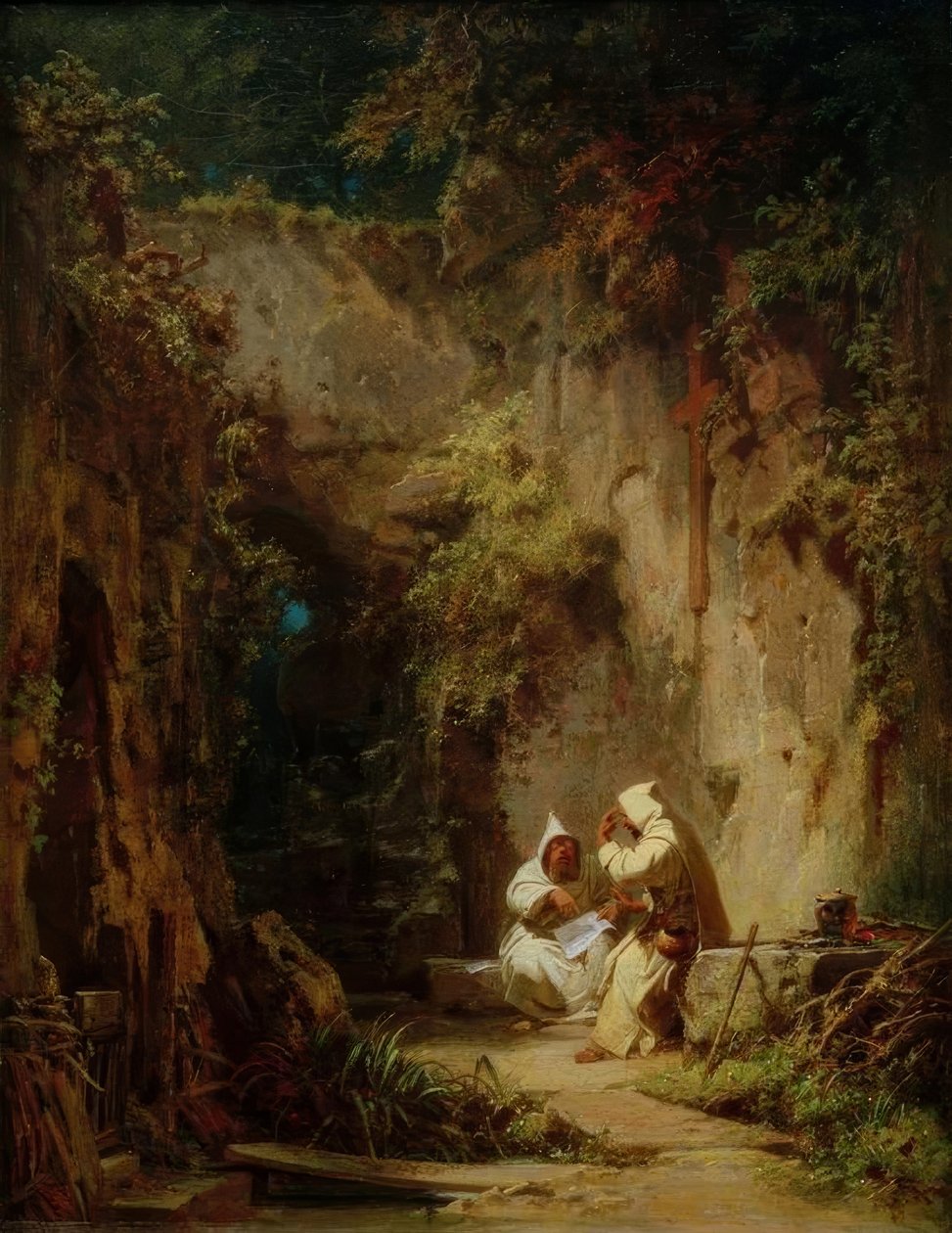 Disputierende Mönche tekijältä Carl Spitzweg
