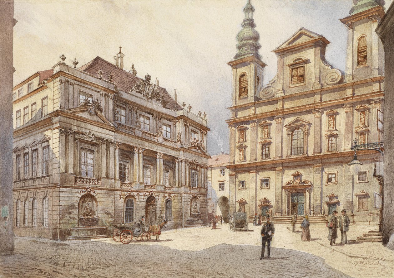 Wien, Jesuitenkirche und alte Universitat tekijältä Carl Wenzel Zajicek