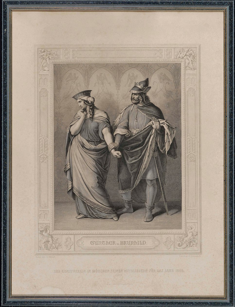 Nibelungit. Gunther ja Brunhild, 1860. tekijältä Carl Arnold Gonzenbach